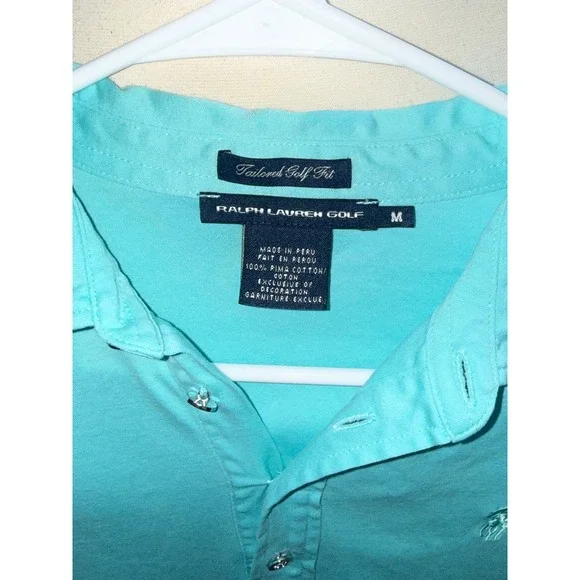 Ralph Lauren Golf Womens Long Sleeve Polo Shirt Aqua Blue Tailored Fit Size M - Picture 2 of 8